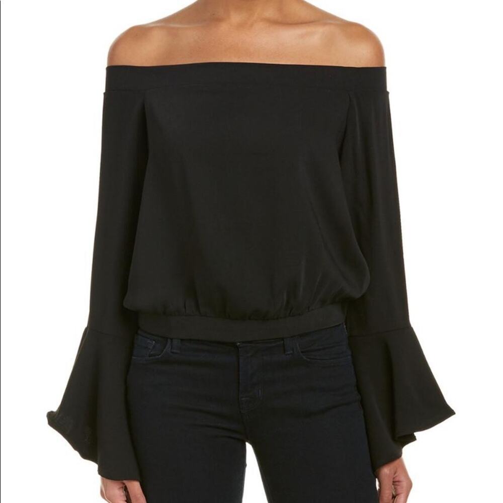 Bardot Black Elson Off Shoulder Bell Sleeve Top Women's Size Small